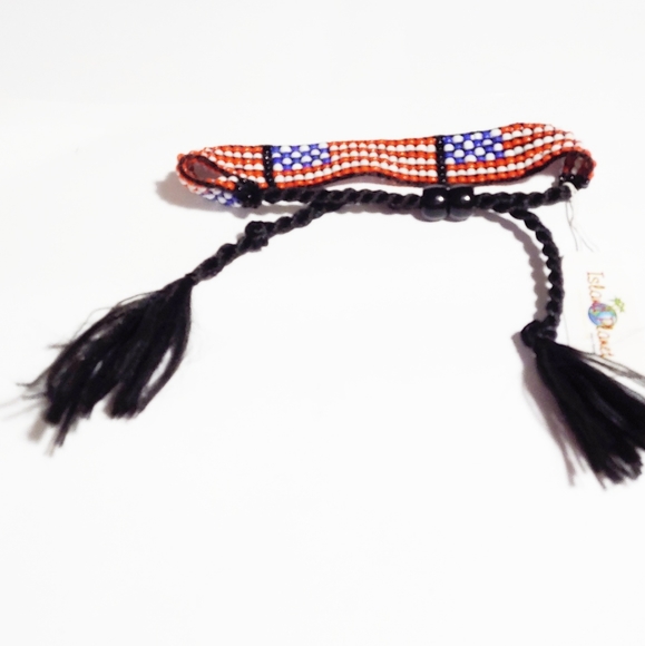 247B184 Red White & Blue Flag Beaded Bracelet - Picture 4 of 5